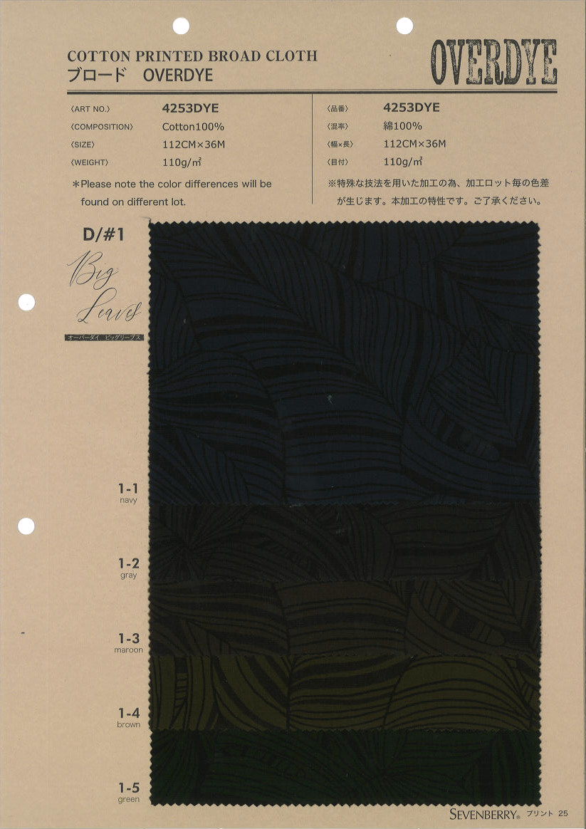 4253DYE　ブロード　ＳＶ－ＯＶＥＲ　ＤＹＥ／Ｂｉｇ　Ｌｅａｖｅｓ