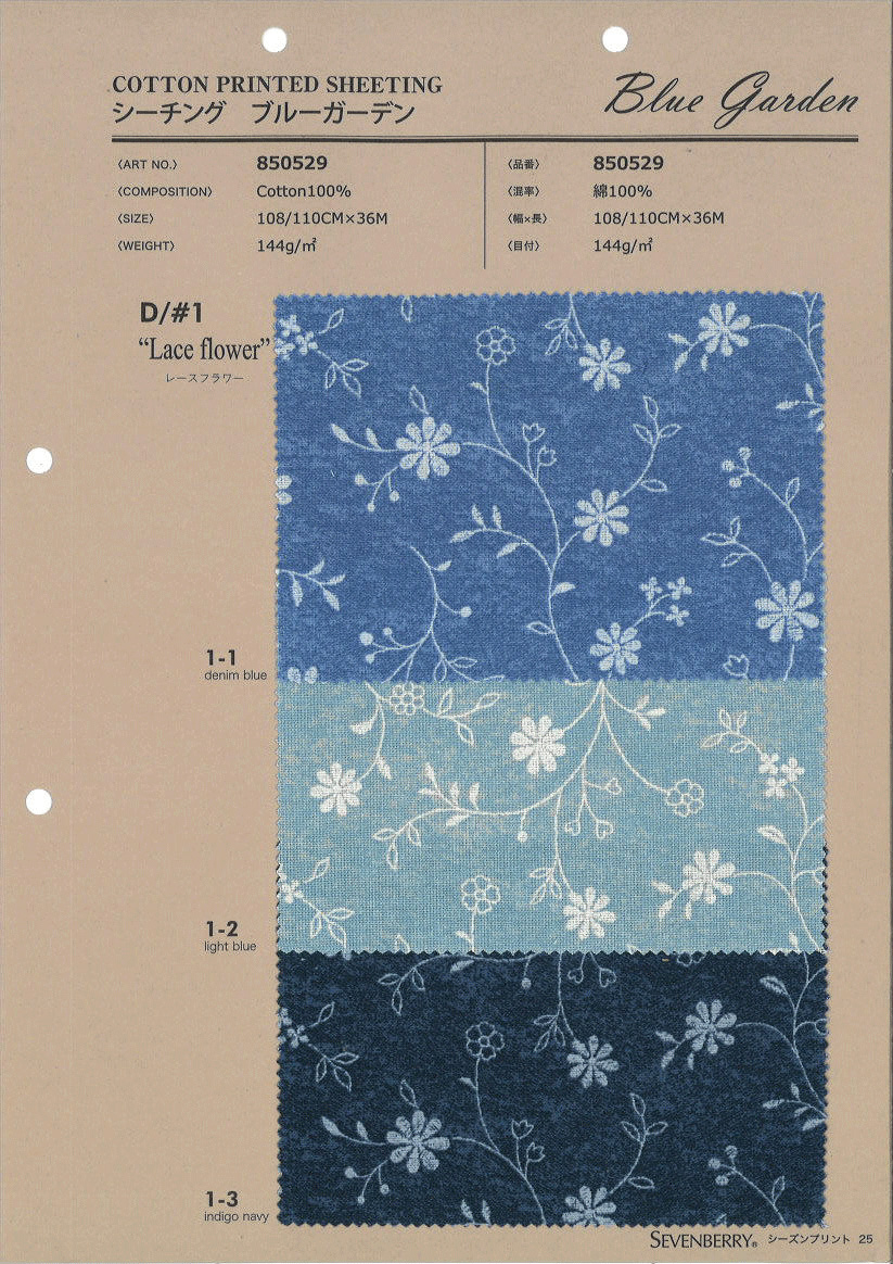 850529　シーチング　Ｂｌｕｅ　Ｇａｒｄｅｎ　Ｒａｃｅ　Ｆｌｏｗｅｒ